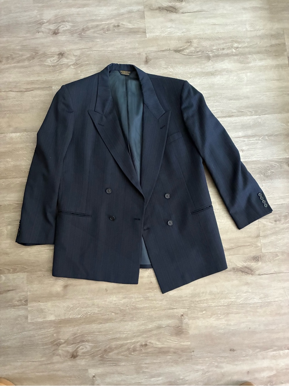 Men's Double-Breasted Navy Stripped Blazer and Pants